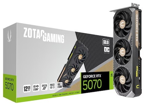 ZOTAC GAMING 지포스 RTX 5070 SOLID OC D7 12GB