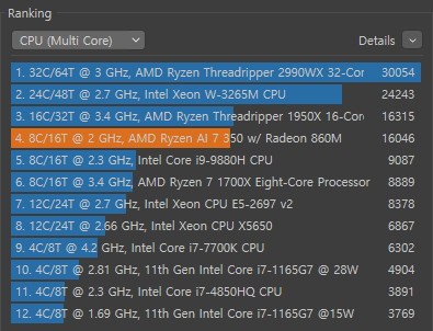 CINEBENCH R23 멀티코어 테스트 결과