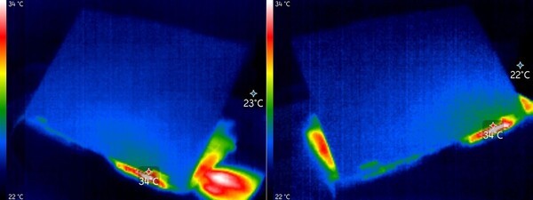 노트북 후면부 열 화상 이미지