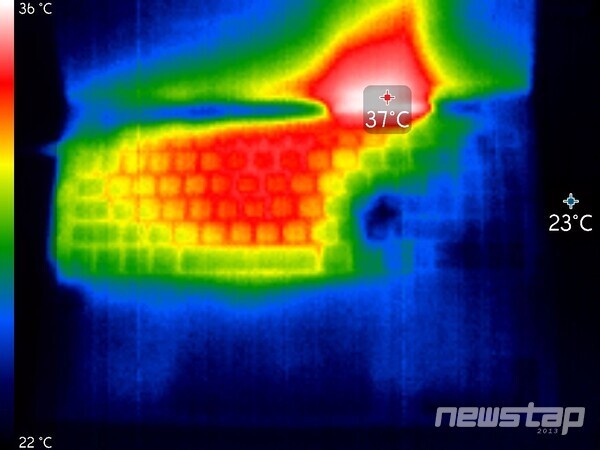 노트북 전면부 열화상 이미지