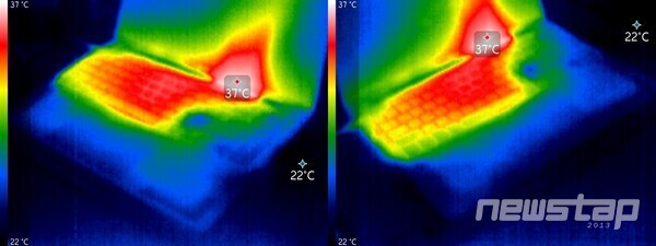 노트북 전면부 열화상 이미지
