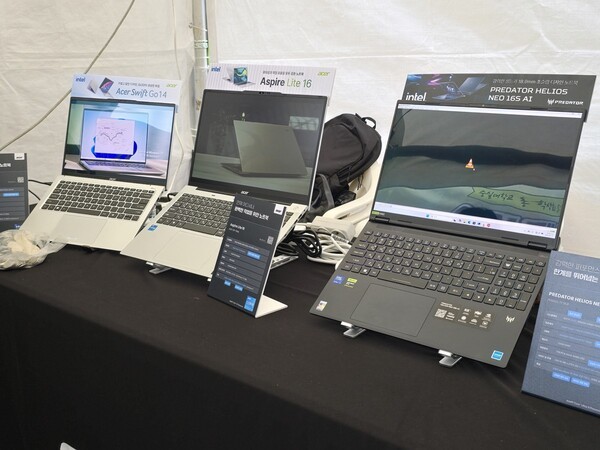 (왼쪽부터) Swift Go 14 OLED, Aspire Lite 16, 프레데터 헬리오스 네오 16S AI