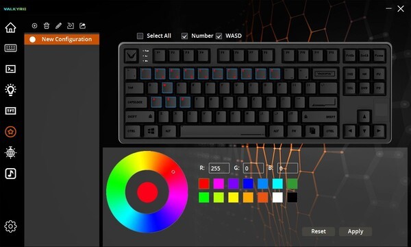 특정 키에 사용자가 원하는 RGB 컬러를 지정할 수 있다.