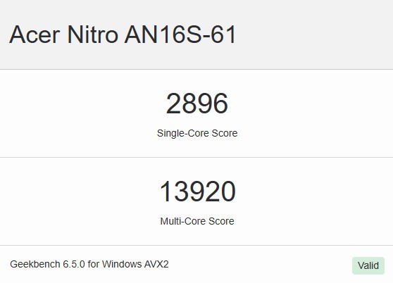 Geekbench 6 벤치마크 결과
