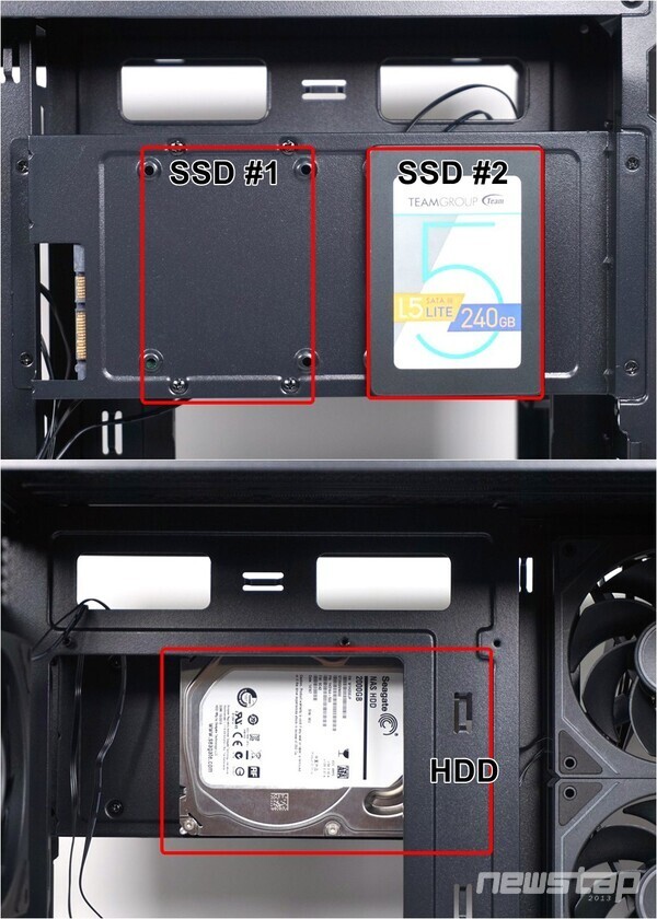 SSD와 HDD를 각각 장착한 모습